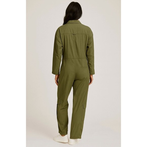 Free People FP Movement Mesmerize Me Olive Utility Coveralls Jumpsuit Small NEW - Picture 3 of 9